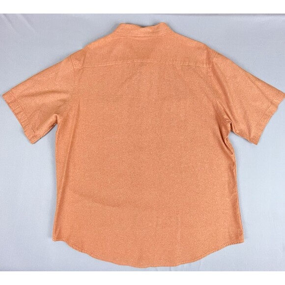 Linea Uomo Linen Short Sleeve Button Down Shirt Men’s 2XL Orange Relax Safari - Picture 2 of 16